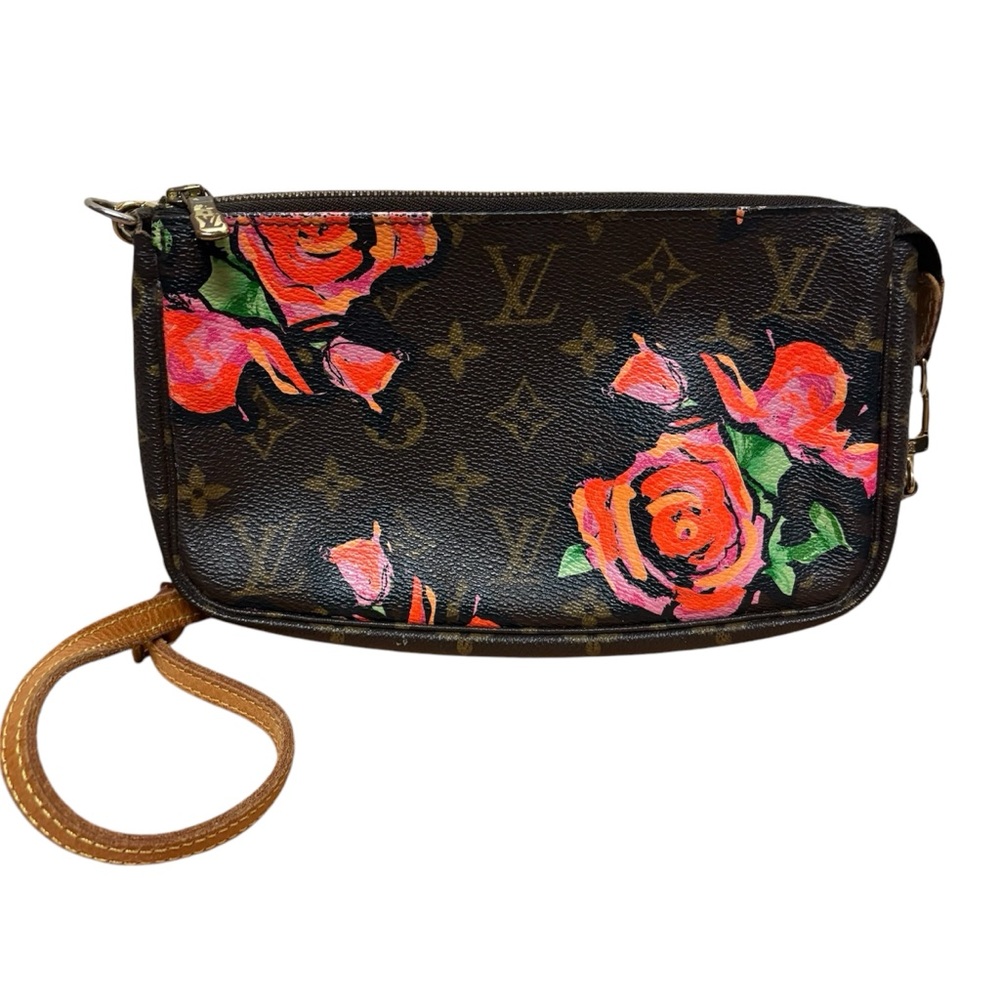 Louis Vuitton LV Stephen Sprouse pochette monogram roses crossbody bag purse EUC